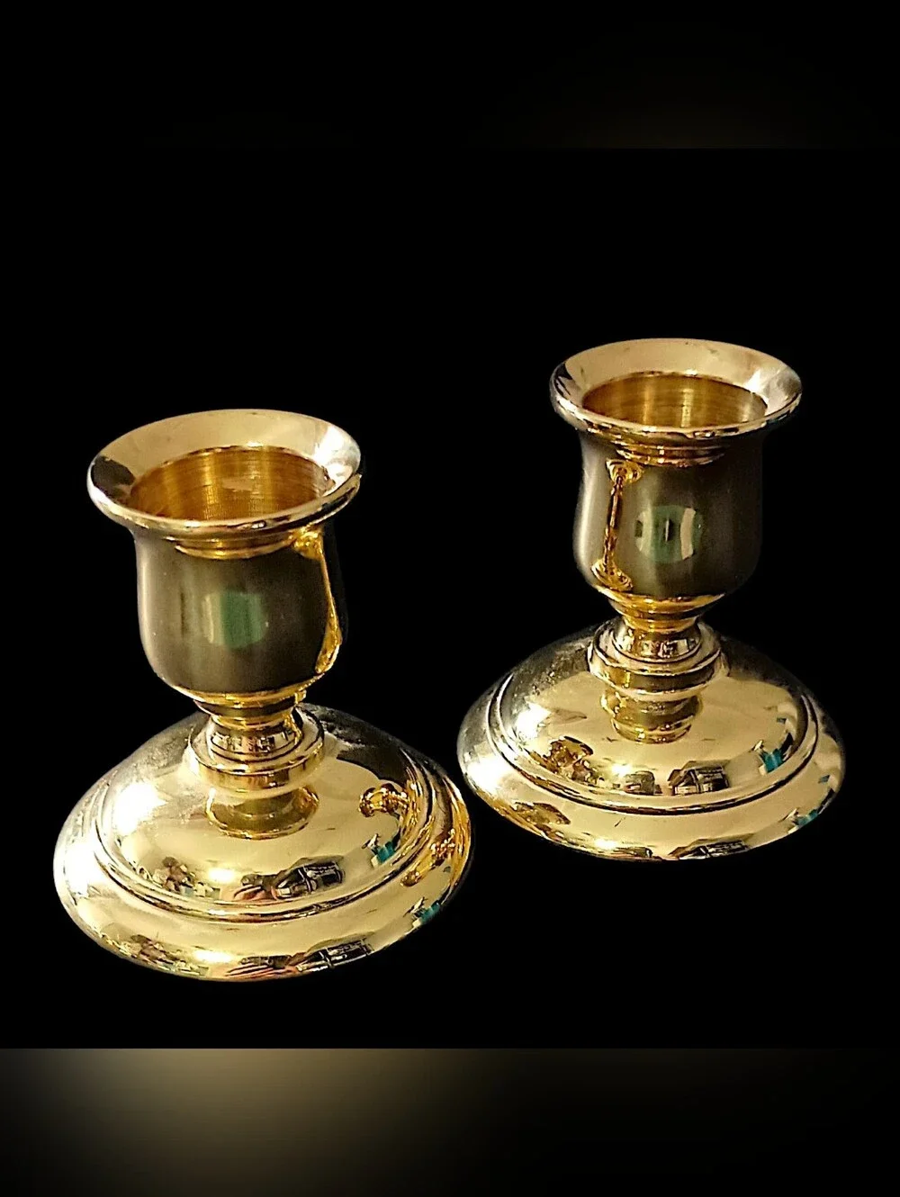 2 Vintage PartyLite Brass Candle Holders Mini Tapers Gold Tone Candlesticks